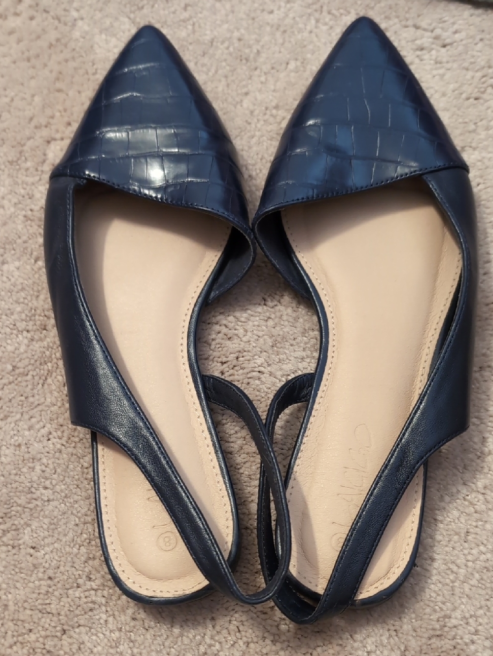 Pointed Toe Navy Slingback Flats - Women's Casual Chic